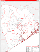 Onslow Wall Map Red Line Style