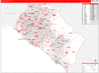 Orange County Wall Map Red Line Style