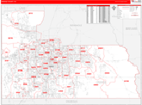 Orange County Wall Map Red Line Style