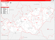 Orange County Wall Map Red Line Style