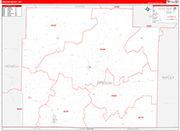 Oregon County Wall Map Red Line Style