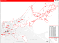 Orleans Wall Map Red Line Style