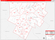 Orleans County Wall Map Red Line Style