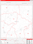 Osceola County Wall Map Red Line Style