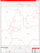 Oscoda County Wall Map Red Line Style