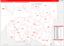 Oswego County Wall Map Red Line Style