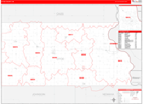 Otoe County Wall Map Red Line Style