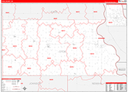 Otoe County Wall Map Red Line Style