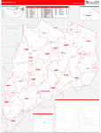 Otsego County Wall Map Red Line Style