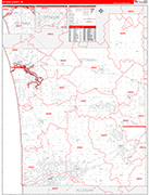 Ottawa County Wall Map Red Line Style