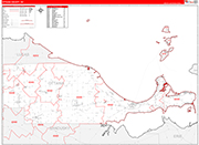 Ottawa County Wall Map Red Line Style
