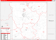 Ottawa County Wall Map Red Line Style