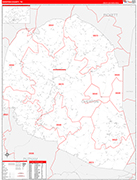Overton County Wall Map Red Line Style