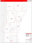 Ozaukee County Wall Map Red Line Style