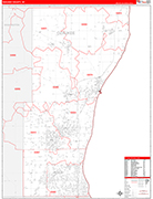 Ozaukee County Wall Map Red Line Style