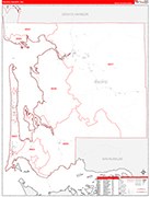 Pacific Wall Map Red Line Style