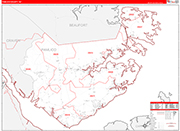 Pamlico County Wall Map Red Line Style