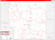 Panola County Wall Map Red Line Style