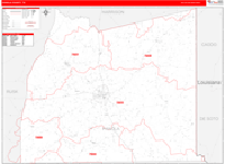 Panola County Wall Map Red Line Style