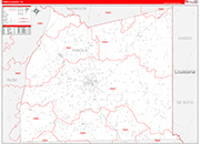 Panola County Wall Map Red Line Style