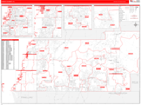 Pasco County Wall Map Red Line Style