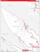 Pasquotank County Wall Map Red Line Style