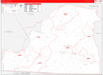 Patrick County Wall Map Red Line Style
