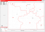 Pawnee County Wall Map Red Line Style