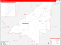 Peach County Wall Map Red Line Style