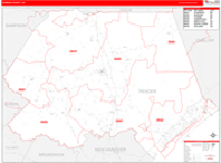 Pender County Wall Map Red Line Style