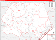 Pender County Wall Map Red Line Style