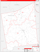 Pendleton County Wall Map Red Line Style