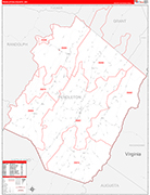 Pendleton County Wall Map Red Line Style