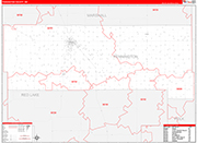 Pennington County Wall Map Red Line Style