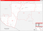 Pepin County Wall Map Red Line Style