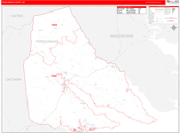 Perquimans County Wall Map Red Line Style