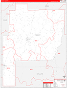 Perry County Wall Map Red Line Style