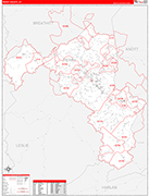 Perry County Wall Map Red Line Style