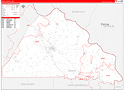 Perry County Wall Map Red Line Style
