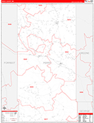 Perry County Wall Map Red Line Style