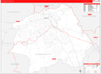 Petersburg County Wall Map Red Line Style