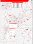 Philadelphia County Wall Map Red Line Style