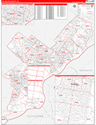 Philadelphia Wall Map Red Line Style