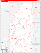 Piatt County Wall Map Red Line Style