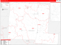 Pickaway County Wall Map Red Line Style