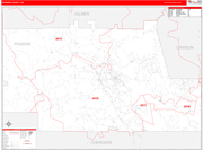 Pickens County Wall Map Red Line Style