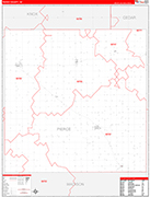 Pierce County Wall Map Red Line Style