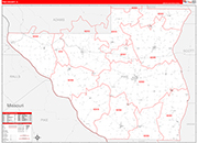 Pike County Wall Map Red Line Style