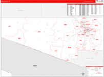 Pima County Wall Map Red Line Style