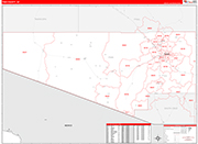 Pima Wall Map Red Line Style